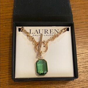 Lauren Ralph Lauren Green and Gold Statement Necklace